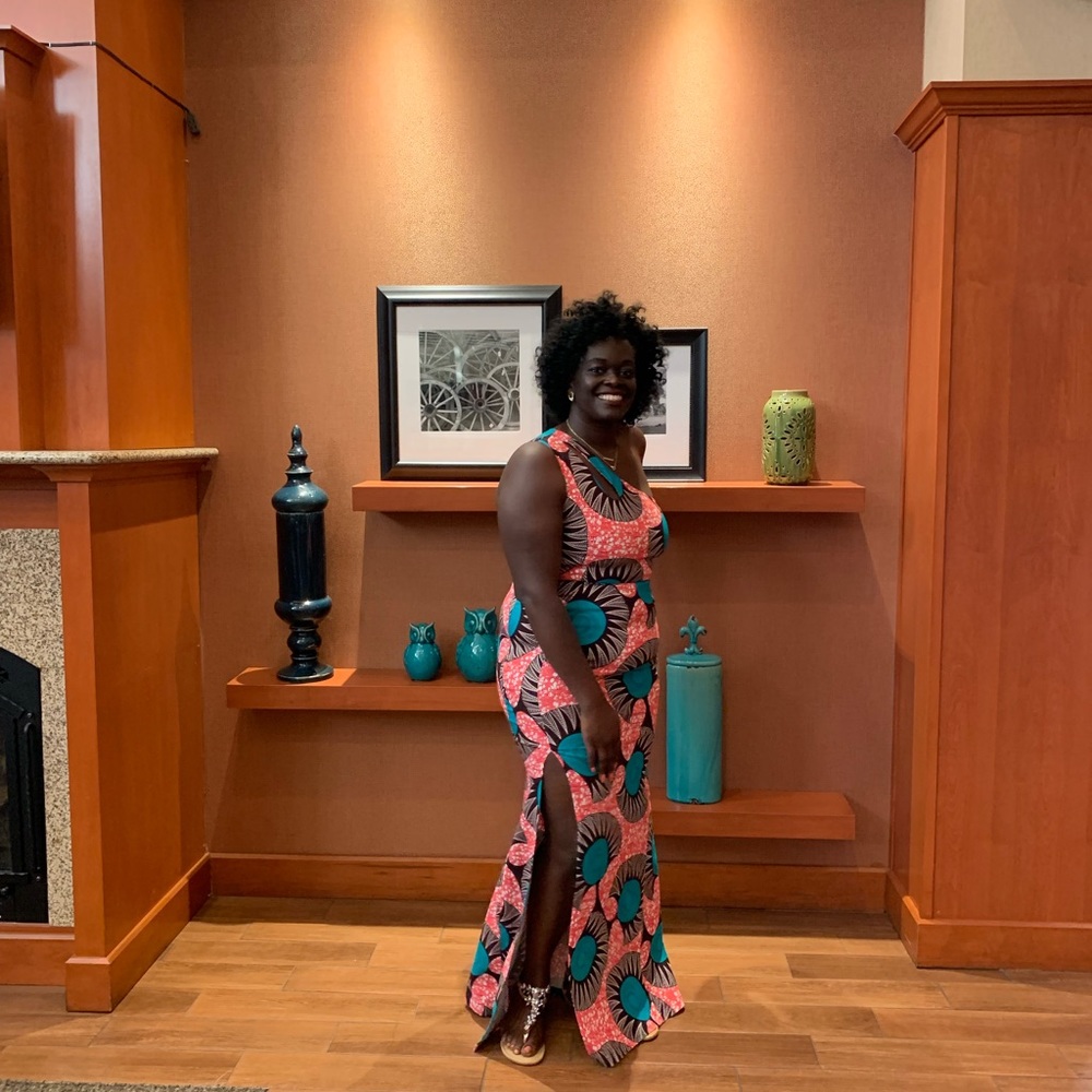 Ankara pink and blue fab one shoulder dress